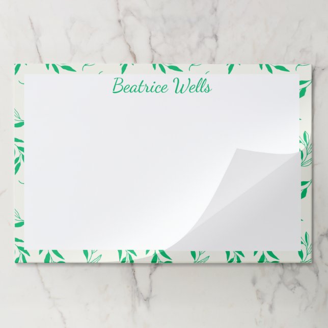 Botanical Green Floral Plant Leaves Pattern Paper Pad (Folded)