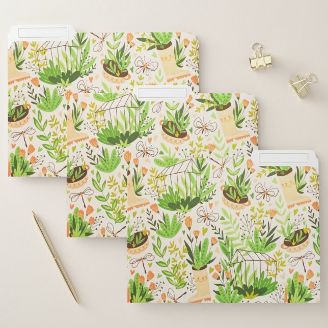 Botanical Green Flowers Blooming Garden File Folder (Set)