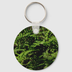 Botanical green Forest Floor Ferns Keychain