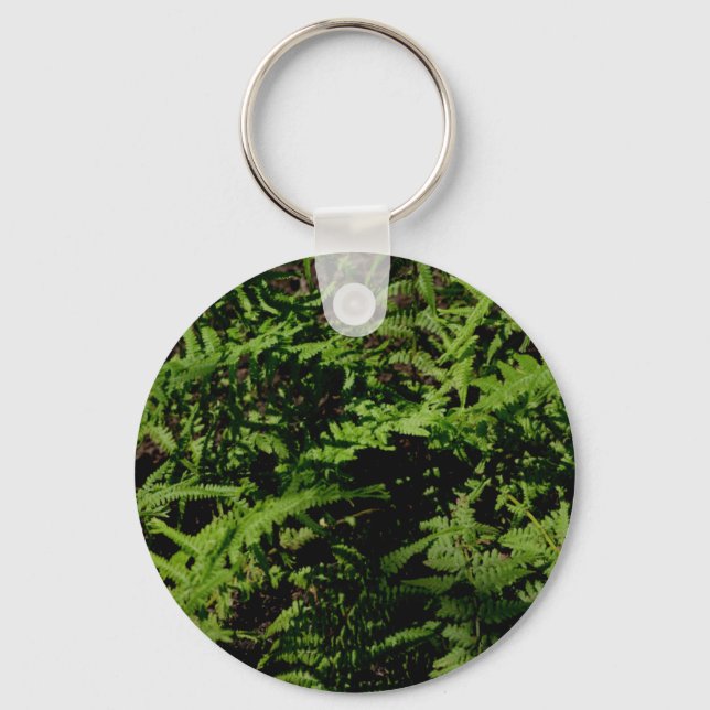 Botanical green Forest Floor Ferns Keychain (Front)