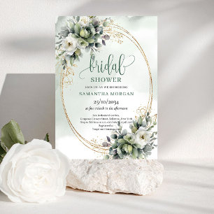 Botanical Green Gold Bridal Shower Invitation