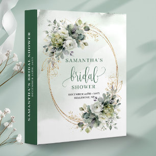Botanical Green Gold Bridal Shower Memory Album 3 Ring Binder
