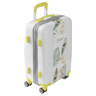 Botanical Green Gold Palm Leaves Tropical Foliage Luggage