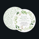 Botanical Green Leaf Baby Brunch Invitation<br><div class="desc">Beautiful hand painted green leaf design featuring a beautiful watercolor leaf frame set on a white background.  Flip our invite over to view a coordinating leaf back for an extra special touch.  Visit our shop to view our entire green leaf baby shower collection.</div>
