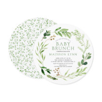 Botanical Green Leaf Baby Brunch Invitation
