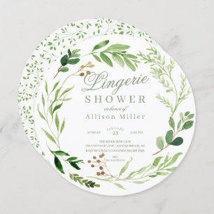 Botanical Green Leaf Bridal Lingerie Shower  Invit Invitation