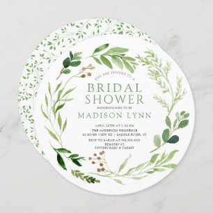 Botanical Green Leaf Bridal Shower Invitation