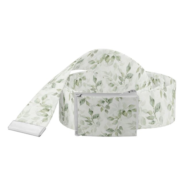 Botanical Green Leaf Pattern  Belt (Snake)