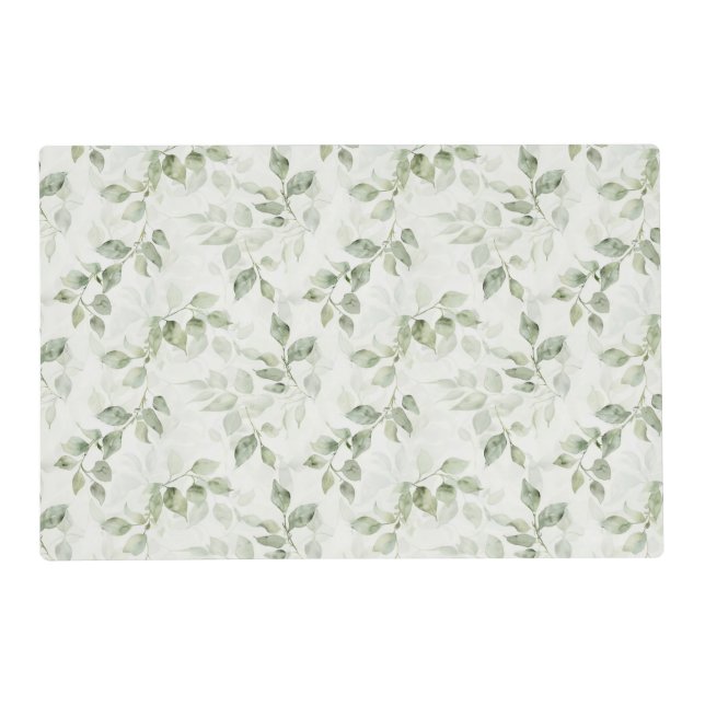 Botanical Green Leaf Pattern  Placemat (Front)