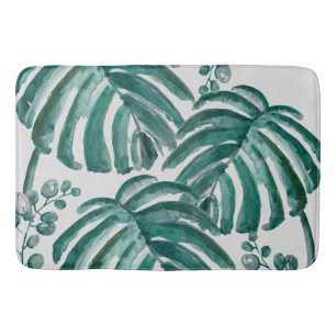 Botanical Green Leaf Tropical Outdoor Bath Mat