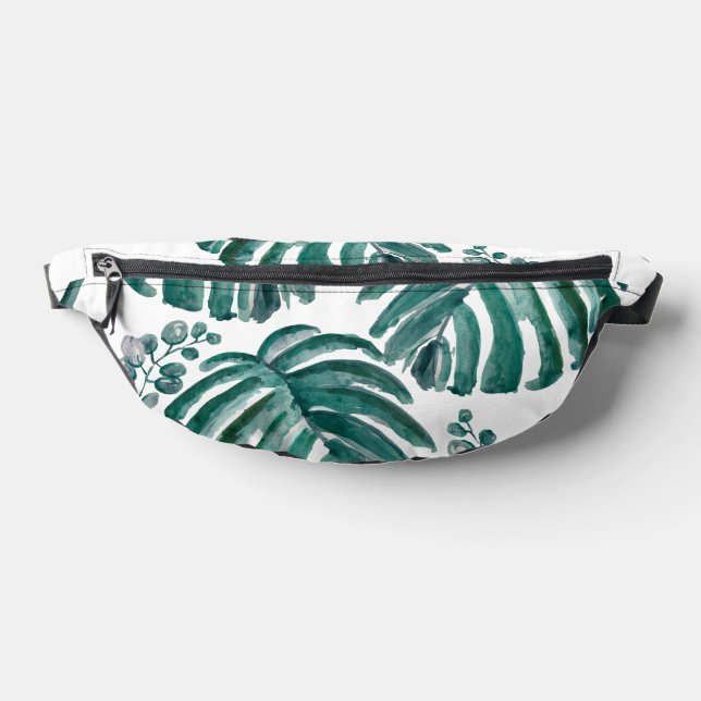 Botanical Green Leaf Tropical Painting Fanny Pack (Lay Down)