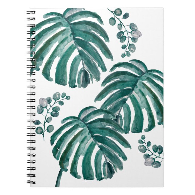 Botanical Green Leaf Tropical Painting Notebook (Front)