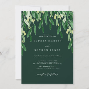 Botanical Green Leaf Watercolor Wedding Invitation