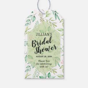Botanical Green Leaves and Berries Bridal Shower Gift Tags