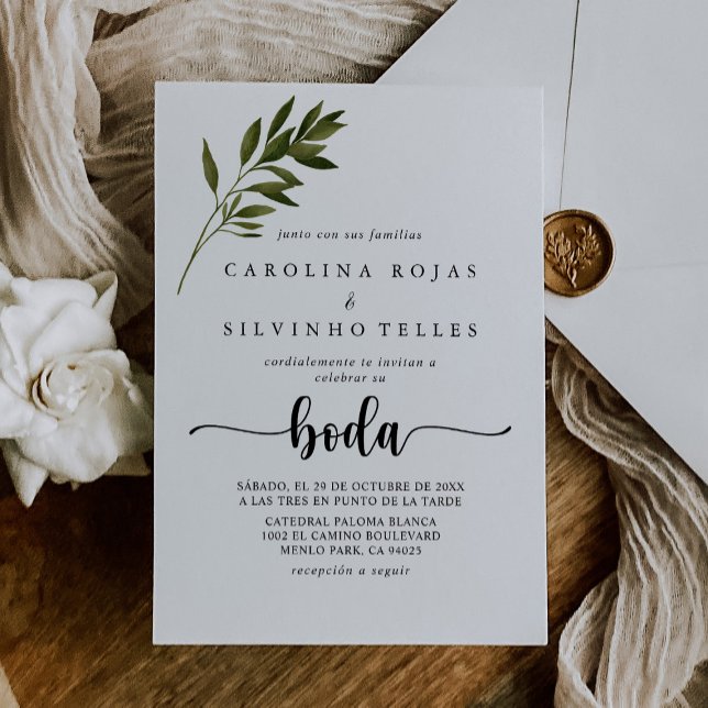 Botanical Green Leaves Boda Wedding   Invitation (Creator Uploaded)