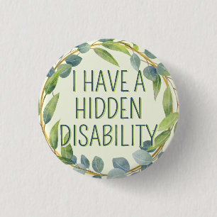 Botanical Green Leaves Hidden Disability Button