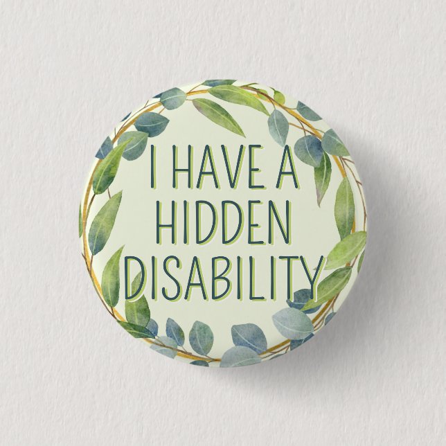 Botanical Green Leaves Hidden Disability Button (Front)
