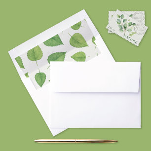 Botanical Green Leaves Pattern Wedding Envelope Liner