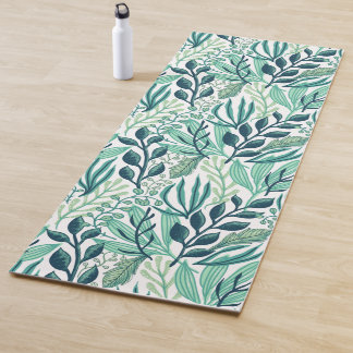 Botanical green leaves plants modern  yoga mat