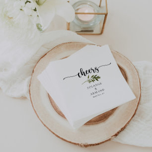 Botanical Green Leaves Wedding Cheers Napkins