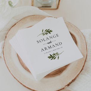 Botanical Green Leaves Wedding Napkins