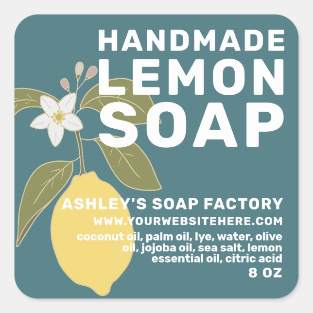 Botanical Green Lemon Soap Label (Front)