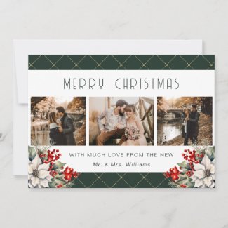 Botanical Green Merry Christmas Newlywed 3 Photo