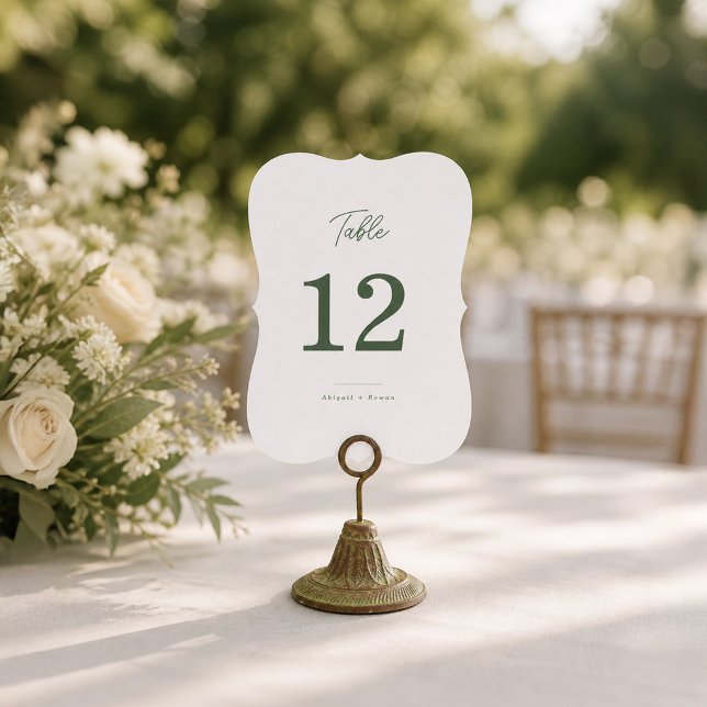 Botanical Green Minimalist Die Cut Table Numbers (Creator Uploaded)