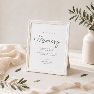 Botanical Green Minimalist Wedding Memorial Sign