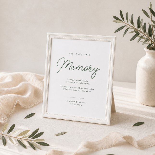 Botanical Green Minimalist Wedding Memorial Sign (Creator Uploaded)