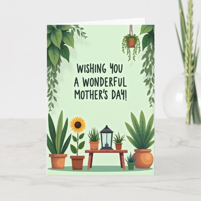 Botanical Green Mothers Day Card (Front)