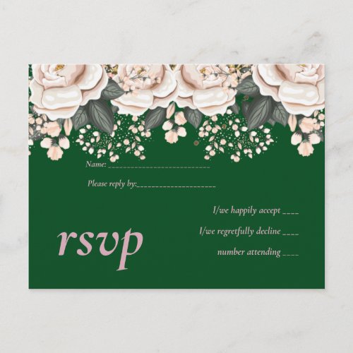 Botanical Green Pink Floral Wedding Budget Invitation Postcard