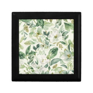 Botanical Green Watercolor Floral Leaves Nature  Gift Box