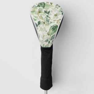 Botanical Green Watercolor Floral Leaves Nature Golf Head Cover