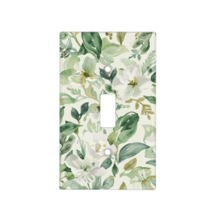 Botanical Green Watercolor Floral Leaves Nature Light Switch Cover