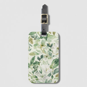 Botanical Green Watercolor Floral Leaves Nature  Luggage Tag
