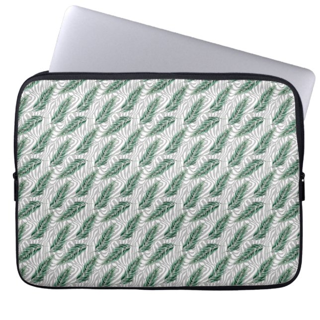  Botanical Green Watercolor Green Leaves   Laptop Sleeve (Front)