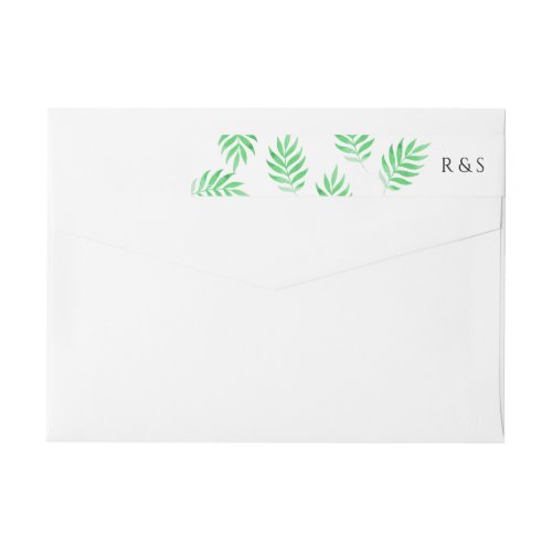 Botanical Green Watercolor Leaf Pattern Wrap Around Label