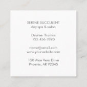 Botanical Green Watercolor Succulents Square Business Card (Back)