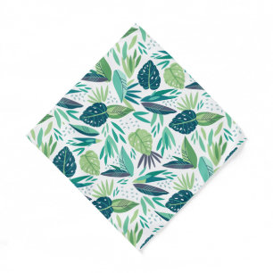 Botanical Green & White Leafs Pattern Bandana