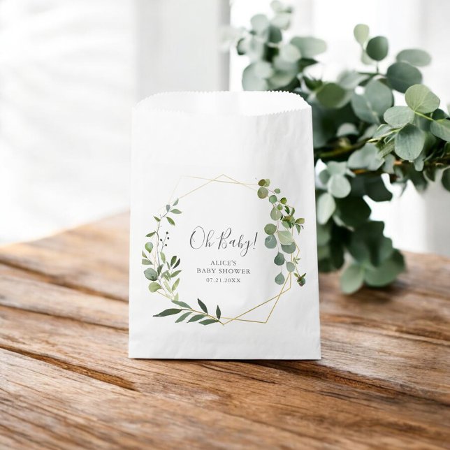 Botanical Greenery Baby Shower  Favor Bag (Creator Uploaded)