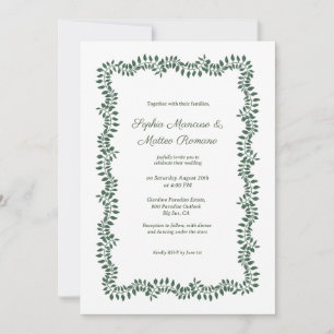 Botanical Greenery Border Wedding Invitation