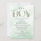 Botanical Greenery Boy Baby Shower Invitation (Front)