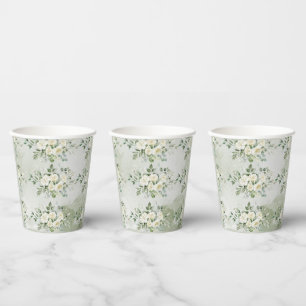 Botanical Greenery Bridal Party Spring Wedding Paper Cups