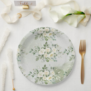 Botanical Greenery Bridal Party Spring Wedding Paper Plates