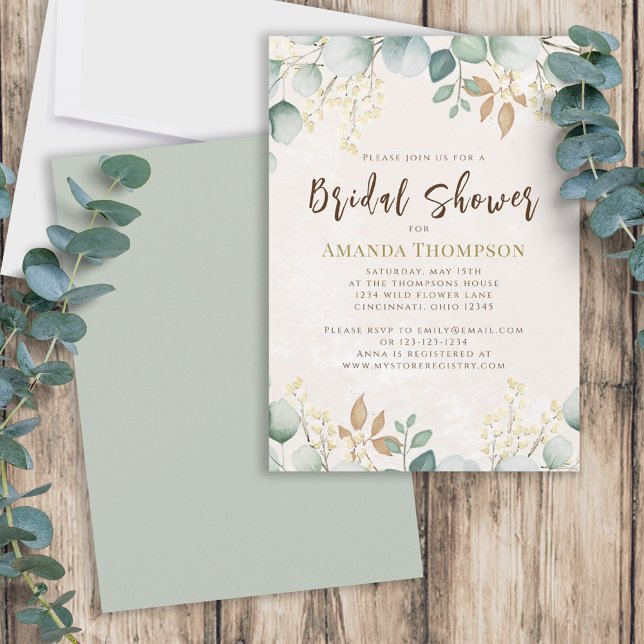 Botanical Greenery Bridal Shower Custom Invitation (Creator Uploaded)