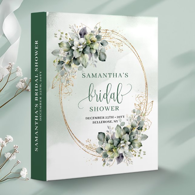 Botanical Greenery Bridal Shower Ring Binder (Botanical Greenery Bridal Shower Ring Binder)