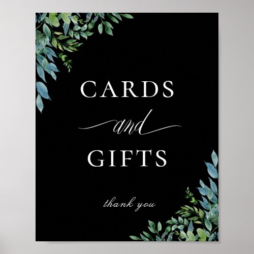 Botanical Greenery Cards and Gifts Sign Black