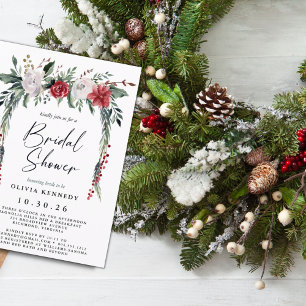 Botanical Greenery Christmas Bridal Shower Invita Invitation