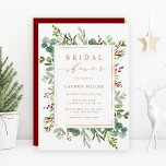 Botanical Greenery Christmas Bridal Shower Invitation<br><div class="desc">This bridal shower invitation features painted watercolor eucalyptus,  green leaves,  red berries,  pine branches,  and a faux gold rectangular frame with stylish calligraphy. For more advanced customization of this design,  please click the "Customize further" link. Matching items are also available.</div>